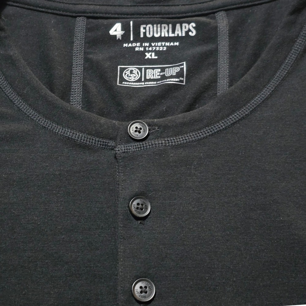Fourlaps Mens Radius Re-Up Short Sleeve Henley Black XL - Picture 2 of 10